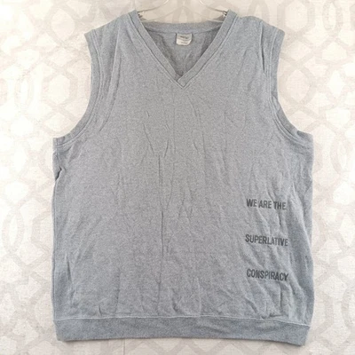 WESC Mens Grey Sleeveless Sweatshirt Vest L We Are The Superlative Conspiracy - Image 1 of 4