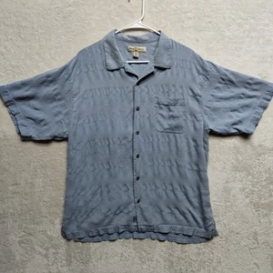 Tommy Bahama Hemd Herren XL Babyblau 100% Seide Hawaii Camp Palme Aloha  - Bild 1 von 14