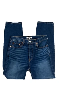 Re/Done Womens Size 27 Deep Faded Blue High Rise Stovepipe Jean Comfort Stretch - Picture 1 of 13