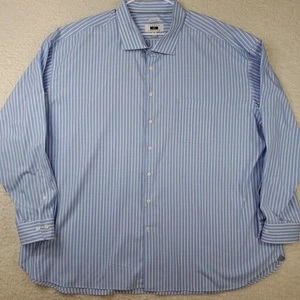 Joseph Abbound Button Up Dress Shirt Mens Size 22 (38 / 39) TALL Blue White - Picture 1 of 6