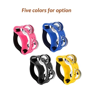 Percussion Foot Tambourine With 4 Pairs Of Stainless Steel Jingles & Elastic ¦ - Picture 1 of 9