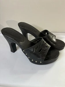 Tacones deslizables de madera negros NOMI DE COLECCIÓN 7M Y2K años 90 Brasil - Imagen 1 de 5