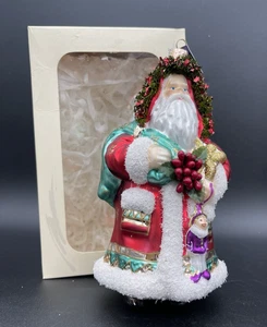 Glassware Art Studio Poland "Old World Santa "Blown Glass Ornament Hand Painted - Picture 1 of 10