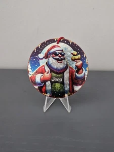 SANTA CLAUS IS A JEEP FAN RUBBER DUCK METAL CHRISTMAS TREE ORNAMENT MINI SIGN - Picture 1 of 2