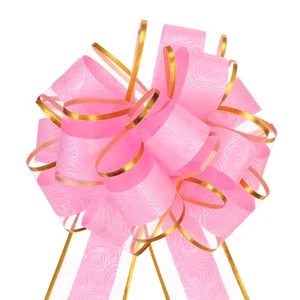 Fiocchi da 6 pollici grandi fiocco regalo confezione regalo nastro organza rosa per matrimonio - Foto 1 di 6
