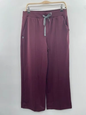 Calça feminina grande marrom elástica nova com etiquetas figos cintura alta relaxada perna larga - Imagem 1 de 4