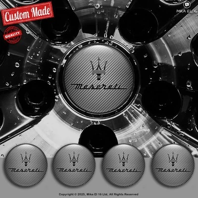 Juego de 4 calcomanías Maserati pegatinas de tapacubos centrales de silicona de gel 3D Foto 1 de 3