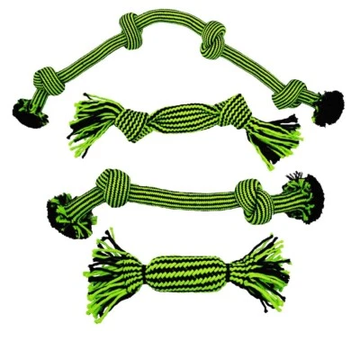 Large Rugged Rope Dog Toys Tough Braided Knot Green Black Pet Dental Chew Tugs  - Image 1 of 4