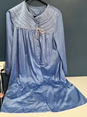 Conjunto de camisón/bata vintage Komar Peignoir azul nailon talla grande EE. UU. Foto 1 de 4
