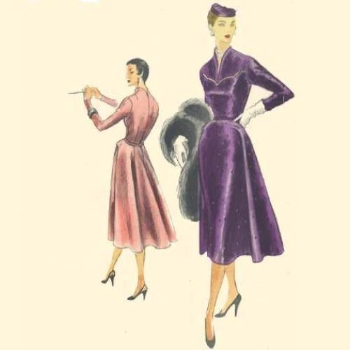 1950s Sewing Pattern, Women's Dress, One Piece - bust=34” (86cm) - Image 1 of 1