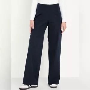 NWT! Navy High-Waisted Pull-On Pixie Wide-Leg Pants for Women - Size Large - Picture 1 of 8