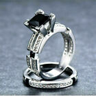 Wedding Bridal Set 2Ct Princess Lab Created Black Diamond 14K White Gold Plated