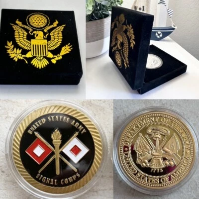 US ARMY SIGNAL CORPS FT Gordon GA Challenge Coin USA Come With Velvet  Case - Image 1 of 3