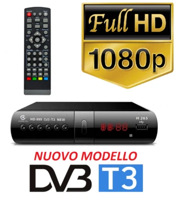 DIGITALE TERRESTRE DVB-T3 DECODER TV SCART HDMI 4K H265 TELECOMANDO PILE - Immagine 1 di 4