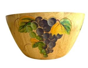 Holz TONKUNST Salatschüssel Obstschale handbemalt Trauben 3-D Cottagecore - Bild 1 von 8