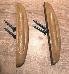 2 Schubladengriffe mit Schrauben - Holz, braun, 12x2x2,3 cm, mit Griffmulde - Bild 1 von 4