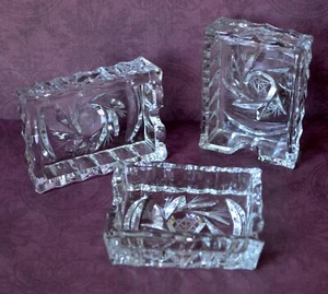 set3 CENICEROS CRISTAL PLOMO CORTE ESTRELLA RUEDA PASADOR - Imagen 1 de 7