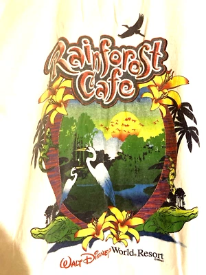 Vintage Rainforest Cafe Downtown Disney Graphic Print T-Shirt Size XXL Tshirt - Image 1 of 4