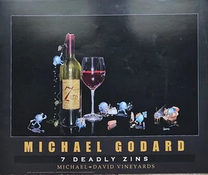 Michael Godard 7 Deadly Zins Rare Poster Zinfandel Winery Funny Grape Wine Art - Picture 1 of 11