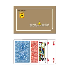Carte Da Gioco Modiano Ramino Golden Trophy 2 Mazzi Carte Da Poker - Foto 1 di 1
