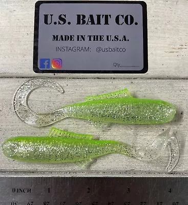 U.S. BAIT CO. 4” Minnow Clear Silver Green Chartreuse Back Lot Of 15 Wham Fisheze Bass Baits