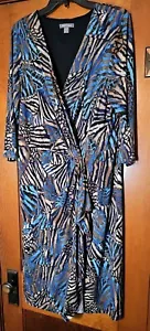Roz & Ali Größe 16 V-Ausschnitt Kleid Blumen Safari Natur Print Stretch - Bild 1 von 12