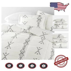 Luxury King Size Comforter Set in Urban Stitch Gray - 3 Piece Bedding Glam - Picture 1 of 10