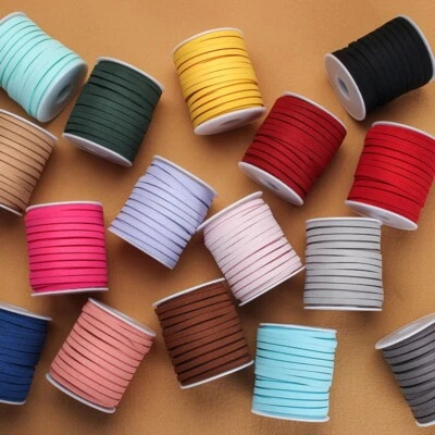 25yds 5mm Faux Leather Suede Cord Lace Flat Strap Thread Bead String DIY - Image 1 of 4