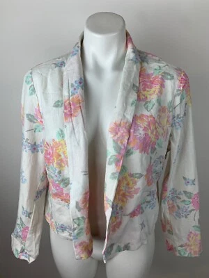 NEW Old Navy Pastel Floral Blazer Crop Jacket Linen Blend Large  - Image 1 of 4