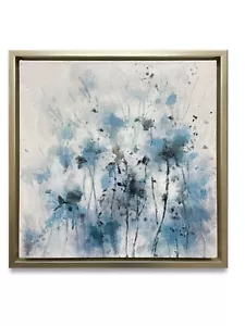 Hungryartist - Original Ölgemälde blauer Blume abstrakt auf Leinwand 16x16 - Bild 1 von 6