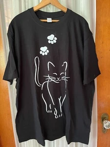 Neu Damen 2XL Katze T-Shirt vorne und hinten lebendiges Bild 100 % Baumwolle - Bild 1 von 3