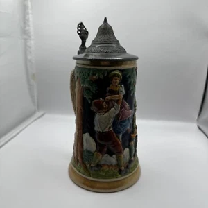 Vintage Reinhold Merkelbach Deckel Bier Stein #4007 Made in Germany 6,5" selten - Bild 1 von 18