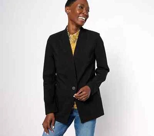 LOGO by Lori Goldstein AnyWEAR One Button Blazer Black Size Large ( L ) A612595 - Picture 1 of 2