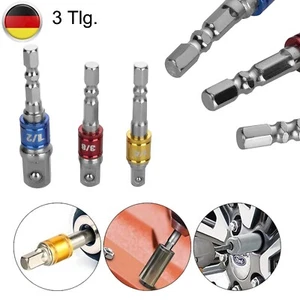 3Tlg Bitaufnahme Bit Adapter Set Sechskant Auf1/4 3/8 1/2 Zoll Stecknuss Kit. - Bild 1 von 7