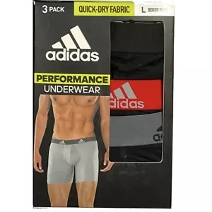 Adidas Boxer Briefs Men's Large 36-38 Underwear Mesh Quick Dry 5" Inseam 3PK - Picture 1 of 5