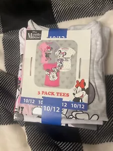 Minnie Mouse Girls 3-pack Tees 10 / 12 Short Sleeve Graphic Print T-Shirts 10/12 - Picture 1 of 2