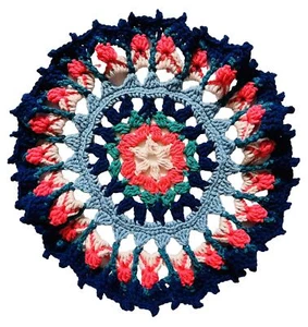 Aziza Blue  Crochet Doily Table candle Mat centerpiece runner Handmade mandala - Picture 1 of 6
