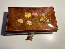Scatola Carillon Legno con decorazioni Floreali Vintage 20 x 7.5