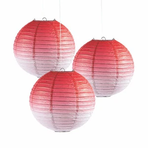 Red Ombre Hanging Paper Lanterns, Party Decor, 3 Pieces - Picture 1 of 1
