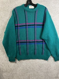 Vtg Lord Jeff Scotland Wool Sweater. Green Striped. Flaws In Photos. Sz XL - Picture 1 of 9