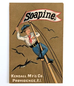 Victorian Trade Card Soapine Washing Compound Man Climbing On Ships Mast - Picture 1 of 2