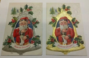 2 unposted SANTA CLAUS Antique~Christmas Delight~Series Postcard~Babies Delight - Picture 1 of 2