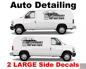 2x Large Auto Detailing w Logo Business Vinyl Decal Sticker Sign Car Van Truck 2 - Picture 1 of 9