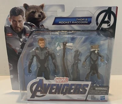 NUEVO Paquete de 2 figuras de acción Marvel Avengers 6" Thor y 3" Rocket Raccoon Foto 1 de 4
