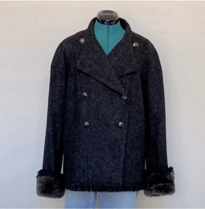 Chanel Double Breasted Wool Fringe Coat With Shearling Cuffs - Fall 2011 - Picture 1 of 11