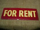 Vintage Metal FOR RENT Sign Antique Signs Reflective Store Warning Farm 6154
