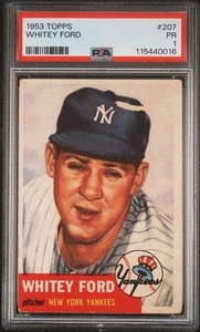 1953 Topps Original Baseball Card WHITEY FORD #207 New York Yankees PSA 1 - Picture 1 of 2