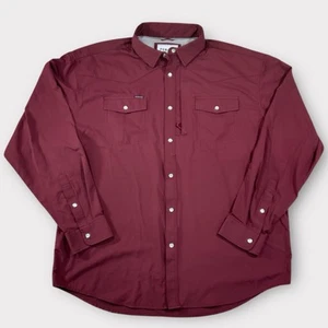 Men’s Poncho Long Sleeve Western Pearl Snap Burgundy Size XL - Picture 1 of 5