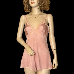 Vintage Charnos Pink Nylon Teddy Step-In Lingerie Sz M 36” Bust - Picture 1 of 10