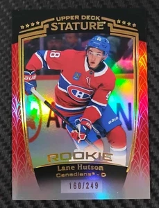 2025 NHL UD Stature Lane Hutson RED 160/249 HOLO SP Rookie CANADIANS #50 RARE - Bild 1 von 5
